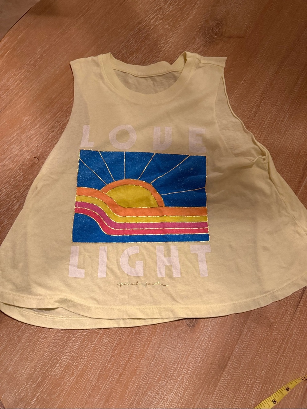 Spiritual Gangster Yellow Graphic Tank with Blue, Pink & Gold Sunset